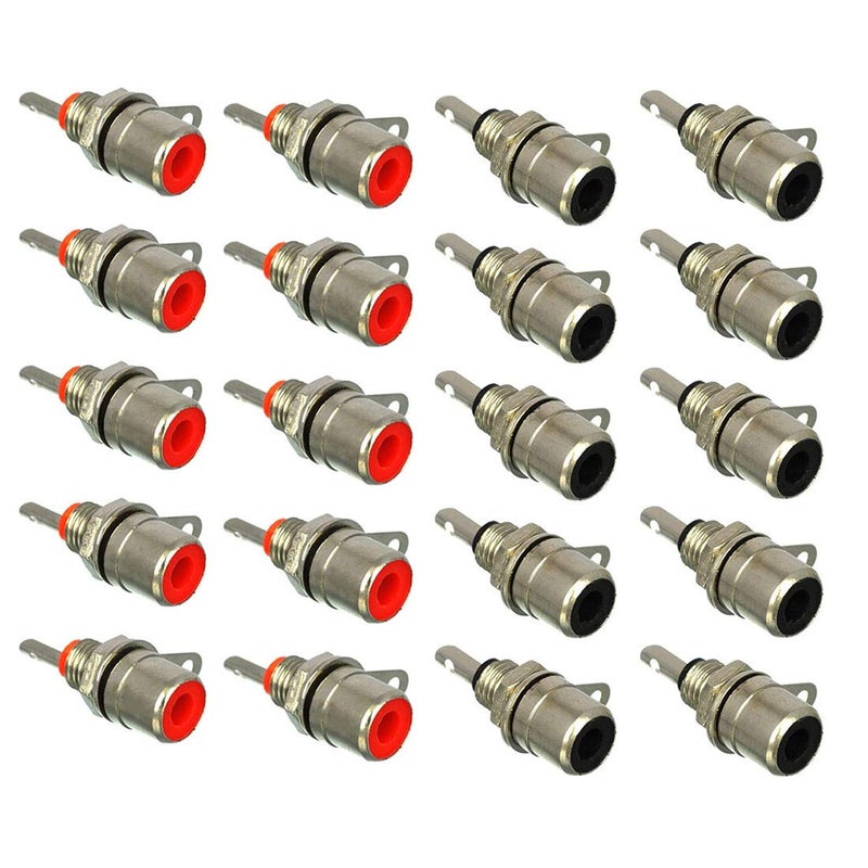 bnafes RCA Female Socket Connector, Chassis Panel Mount Adapter for Amplifier Audio Terminal RCA Plug (20-Pack) - Image 1